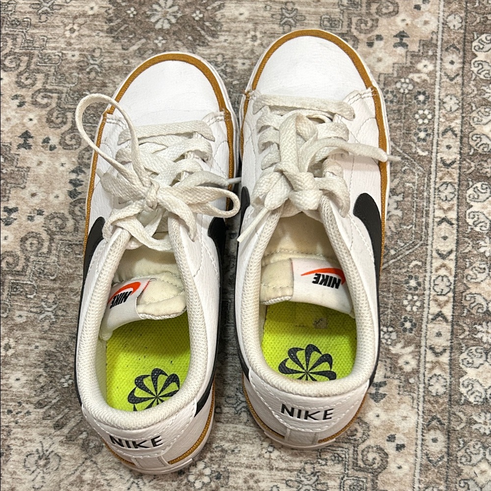 Nike Kids White and Black Sneakers with Yellow Accents